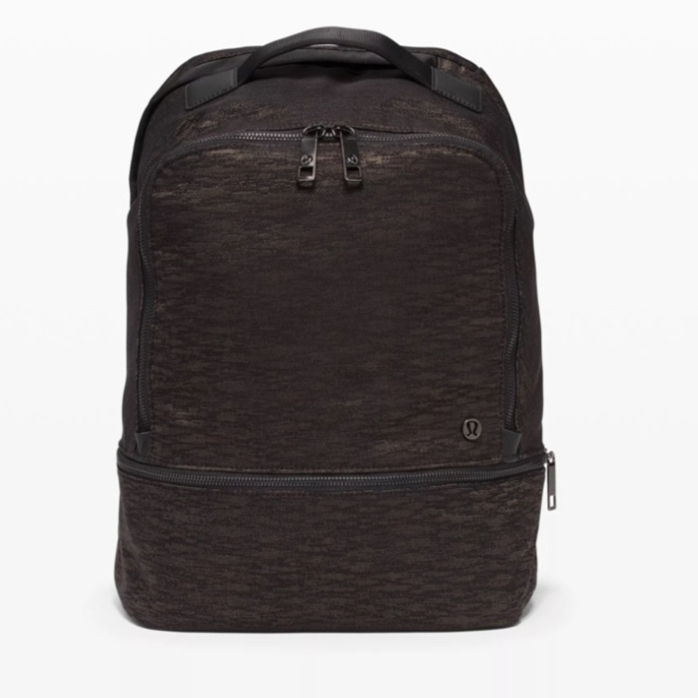Lululemon City adventurer backpack 17L, color is Aqueous Ikat Jacquard Black.